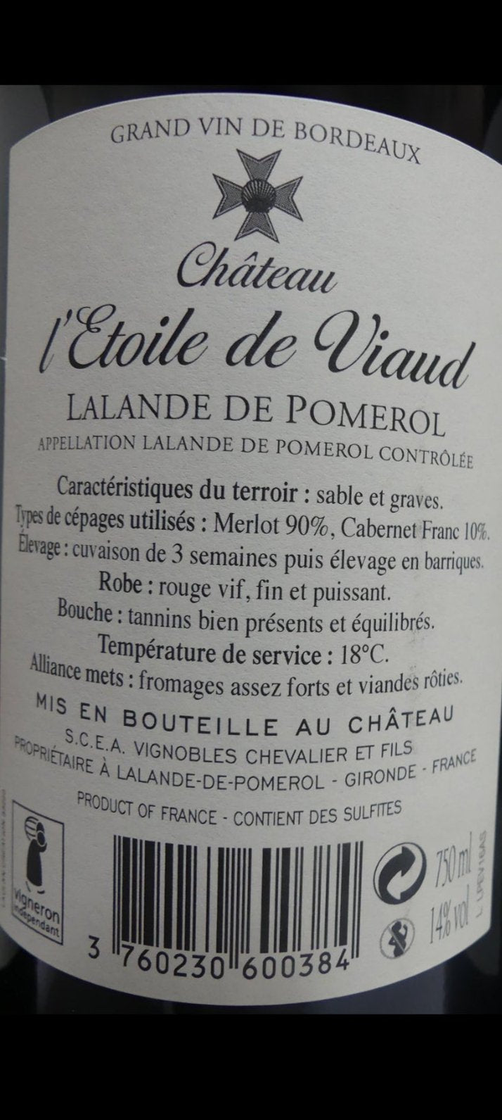 2019 Château L'Etoile de Viaud - Bordeaux (0.750L)